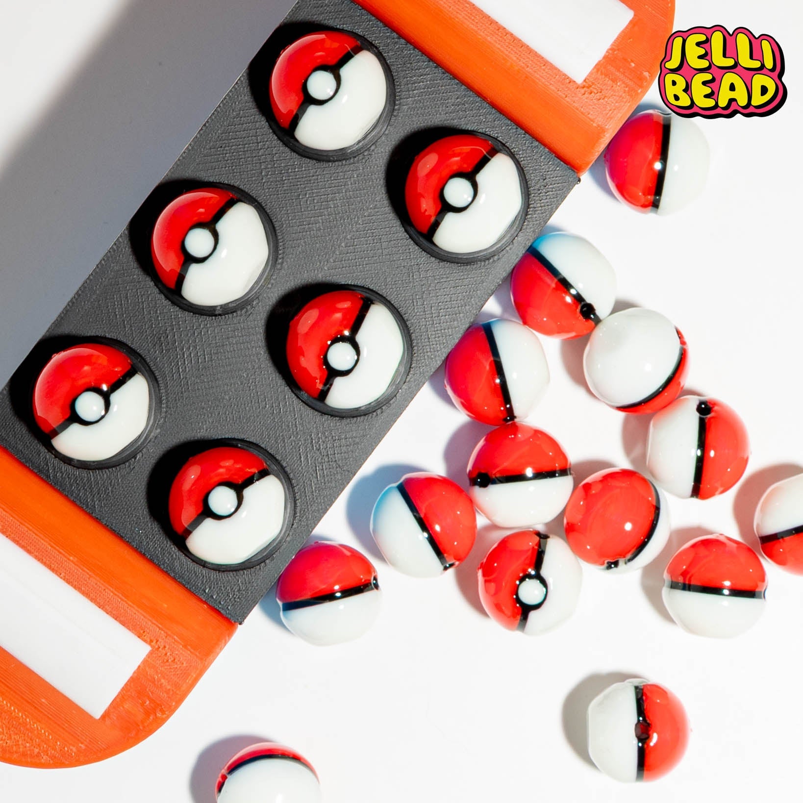 Blacklight Pokeball Beads - Jelli Bead Kandi Beads