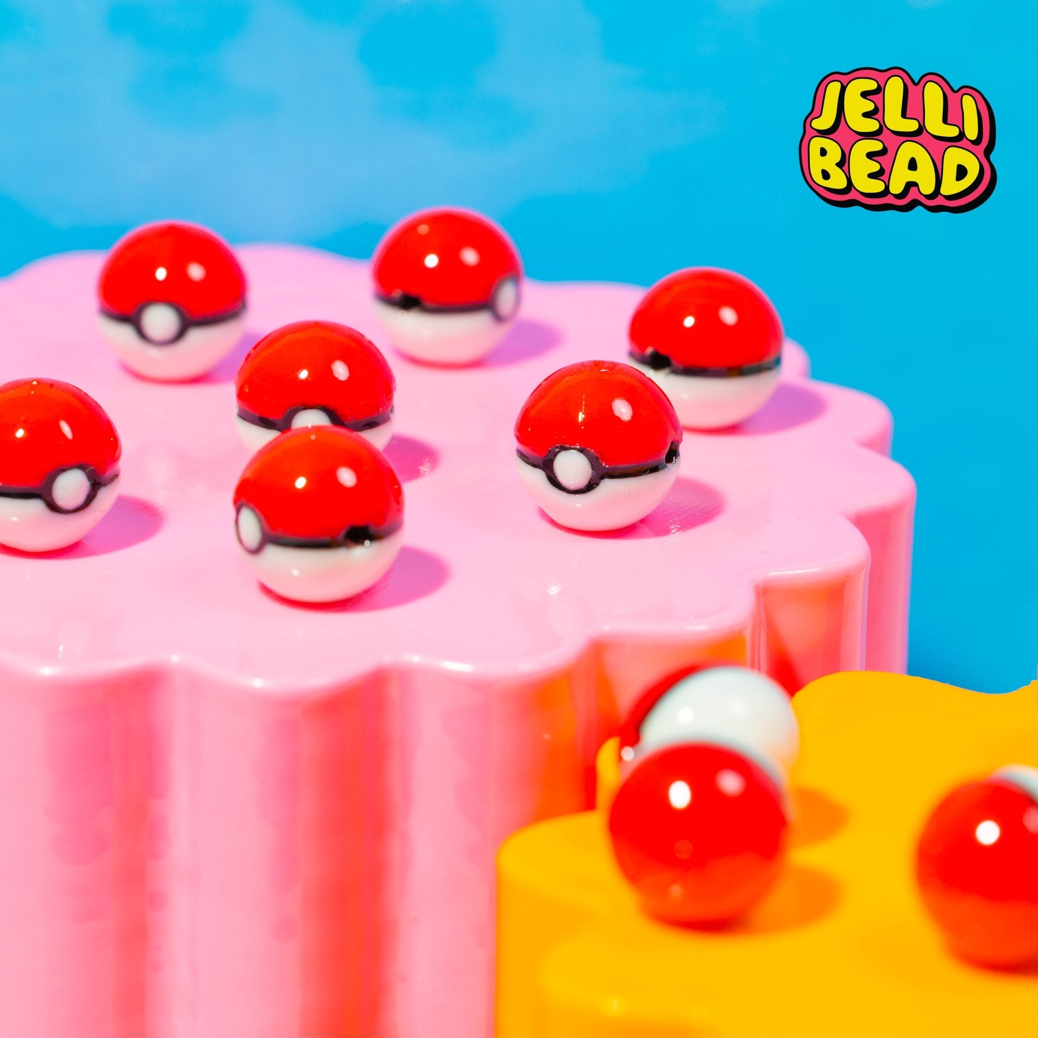 Blacklight Pokeball Beads - Jelli Bead Kandi Beads