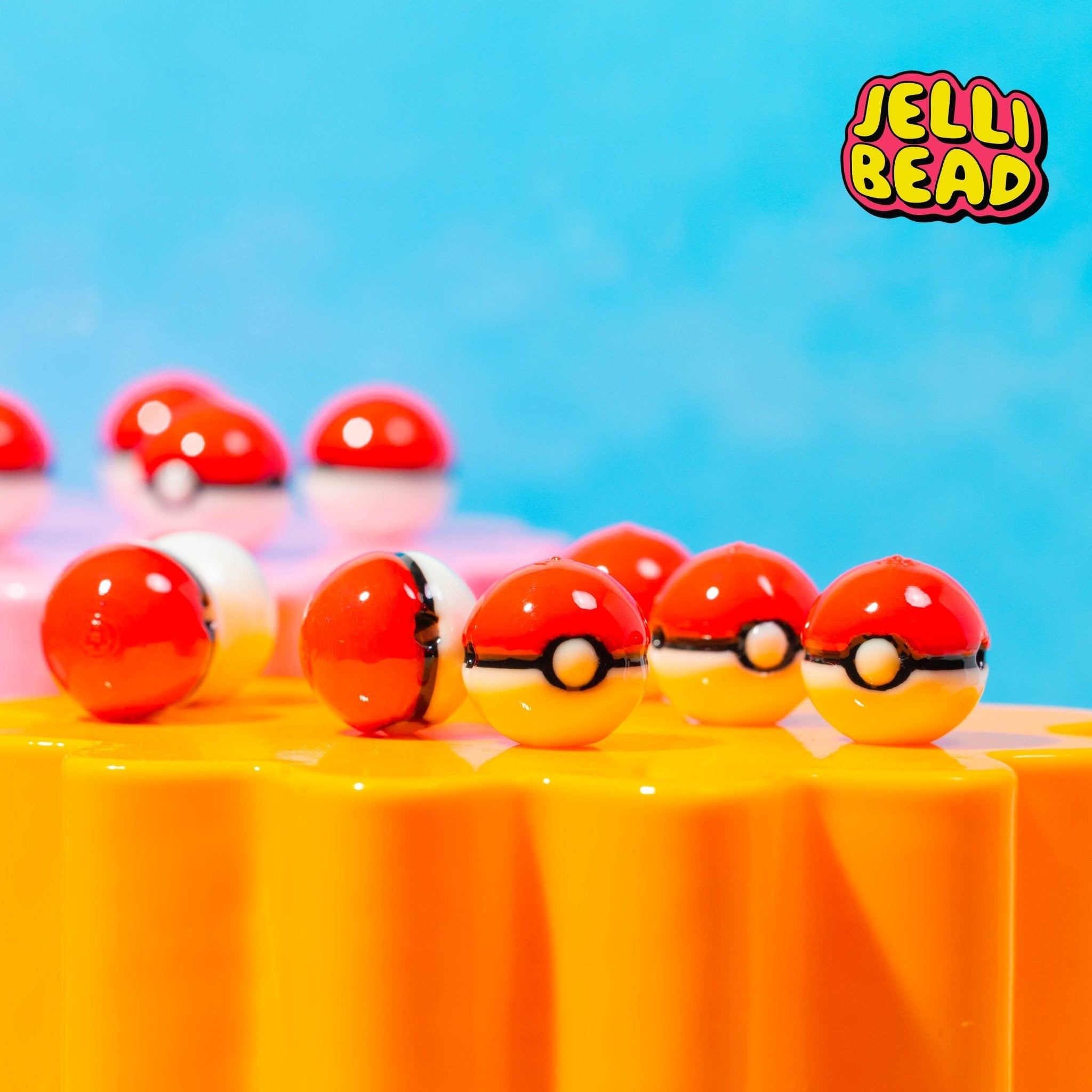 Blacklight Pokeball Beads - Jelli Bead Kandi Beads