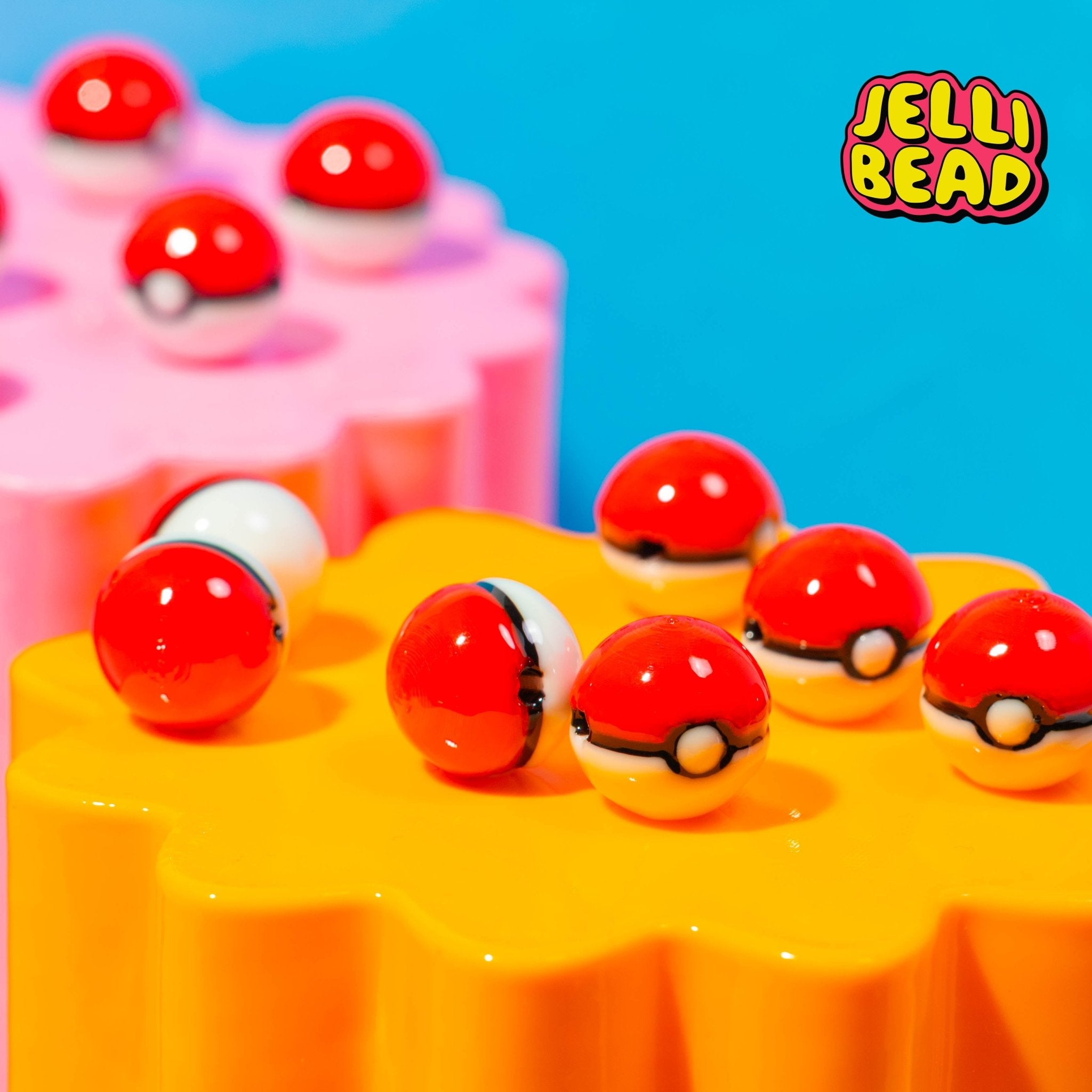 Blacklight Pokeball Beads - Jelli Bead Kandi Beads