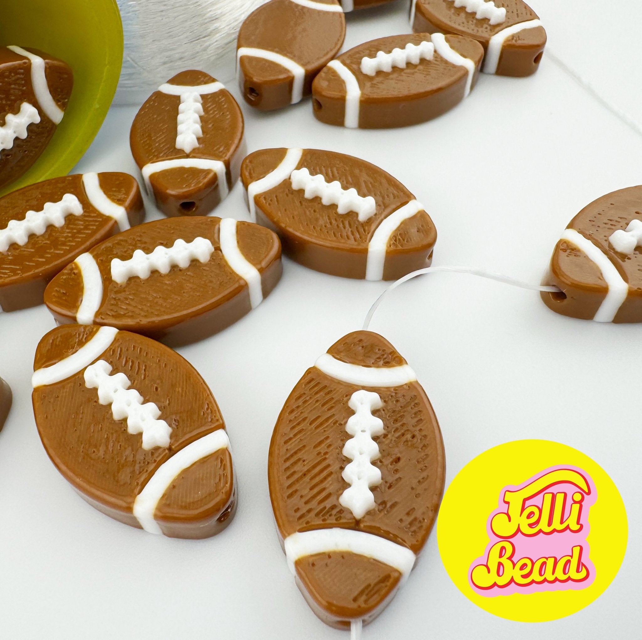 Football Beads   4  - Jelli Bead, Colorful custom kandi beads for beaded bracelets, perfect for music festivals, swifties, and rave fashion. Personalized charm bracelets that add flair to any look.