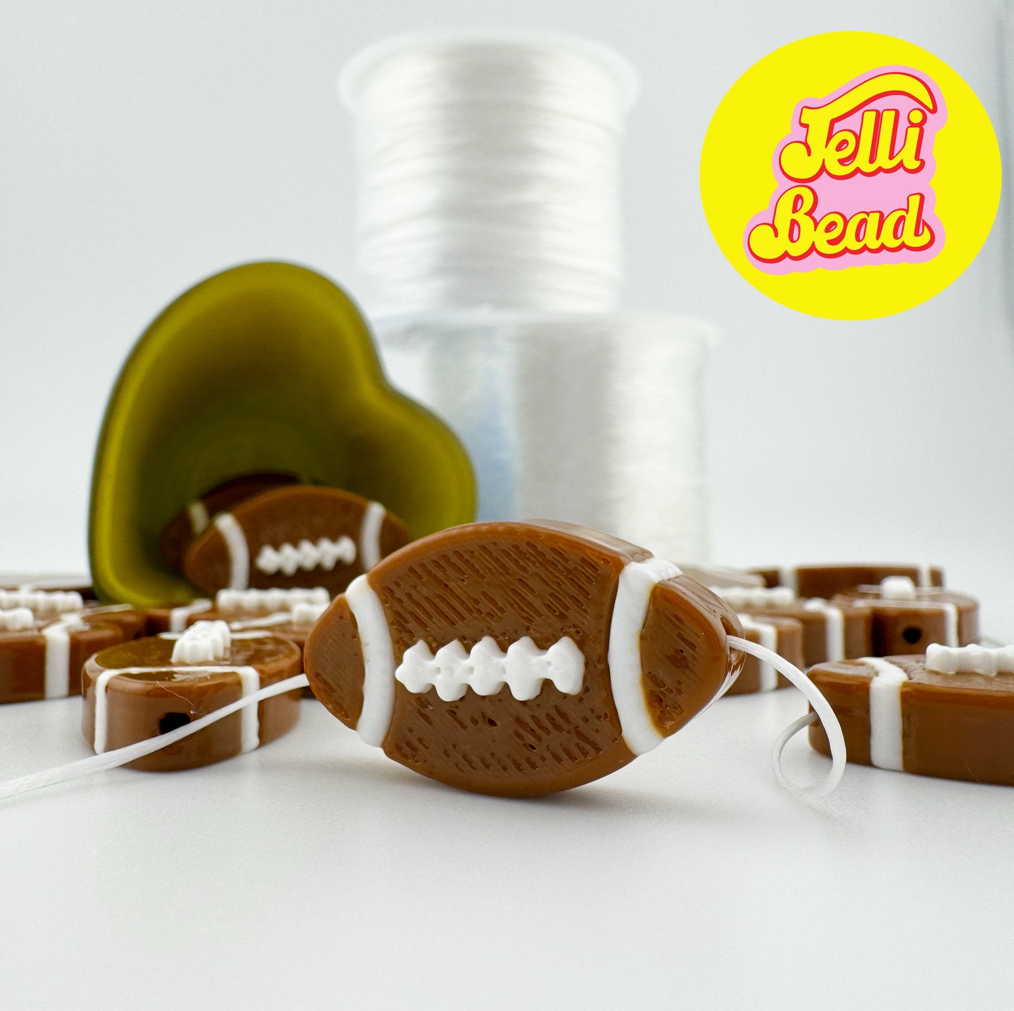 Football Beads   3  - Jelli Bead, Colorful custom kandi beads for beaded bracelets, perfect for music festivals, swifties, and rave fashion. Personalized charm bracelets that add flair to any look.