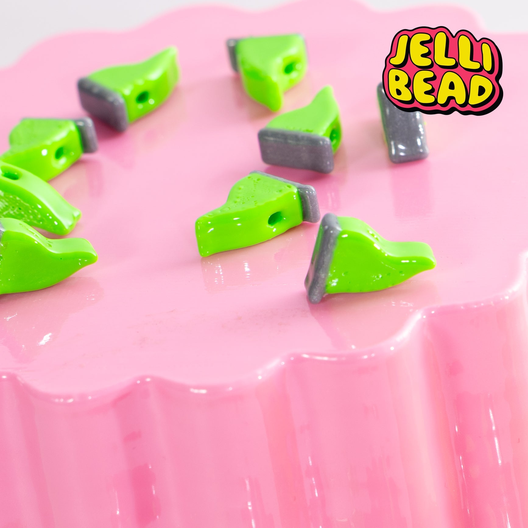 Green Flag Beads - Jelli Bead Kandi Beads