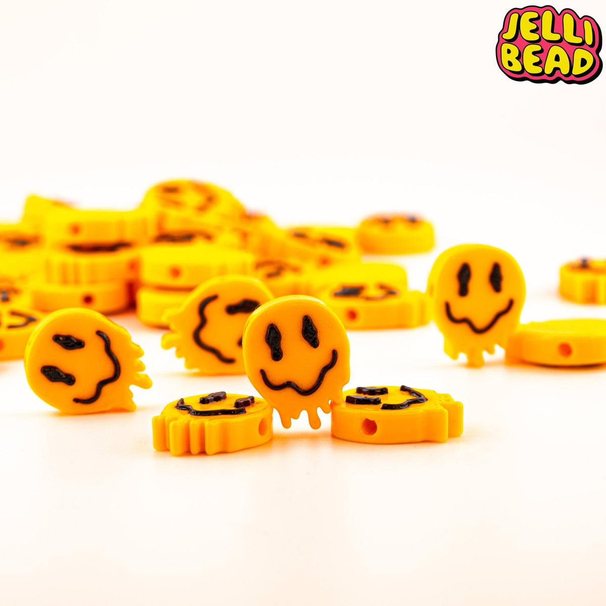Yellow plastic beaded Smiley face flowers butterfly belt Smiley World Koi Smiley World Flower Smiley Puffer Badge  main image 3