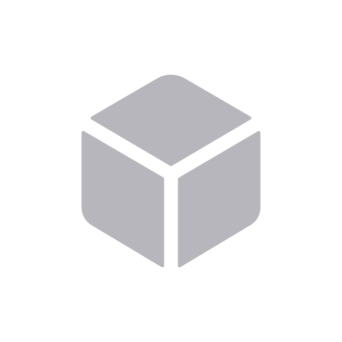 Grey placeholder icon of a plain 3D box on a white background