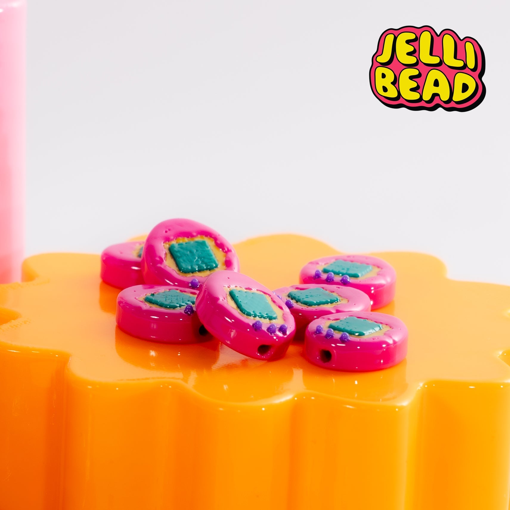 Pink Tamagotchi Beads - Jelli Bead Kandi Beads