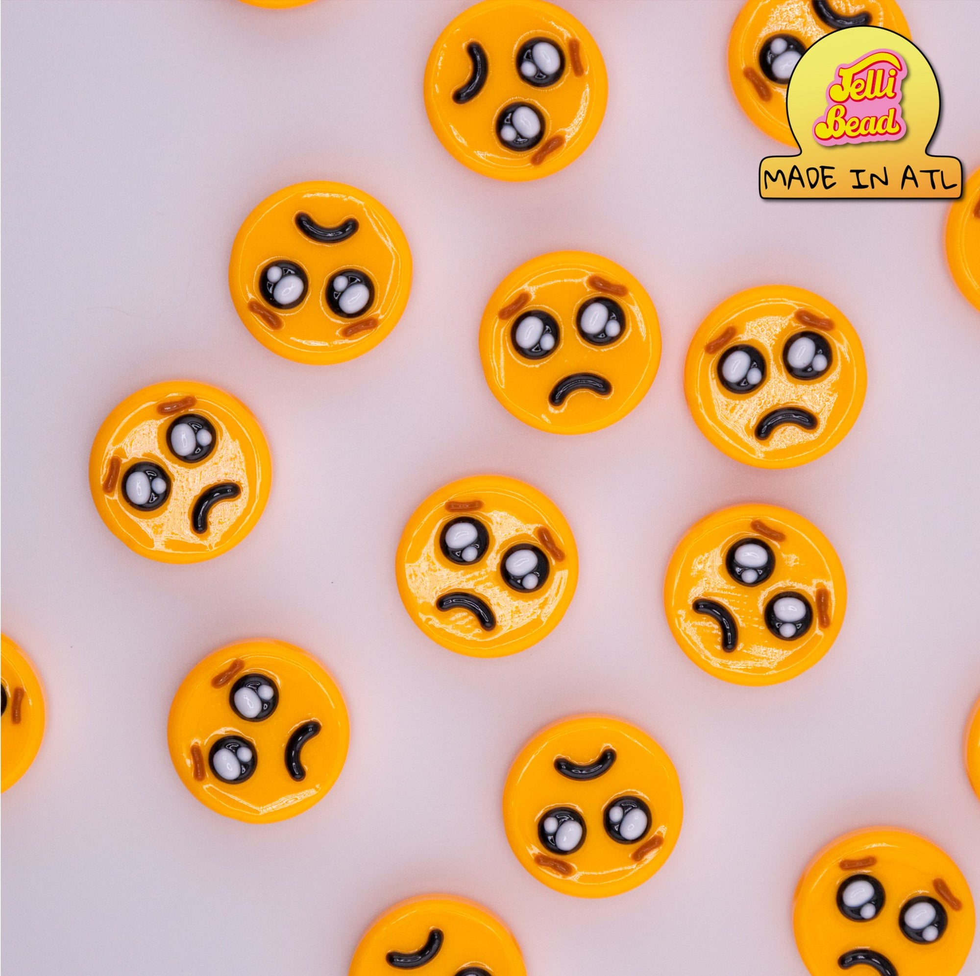 Sad Emoji Beads   2  - Jelli Bead, Colorful custom kandi beads for beaded bracelets, perfect for music festivals, swifties, and rave fashion. Personalized charm bracelets that add flair to any look.