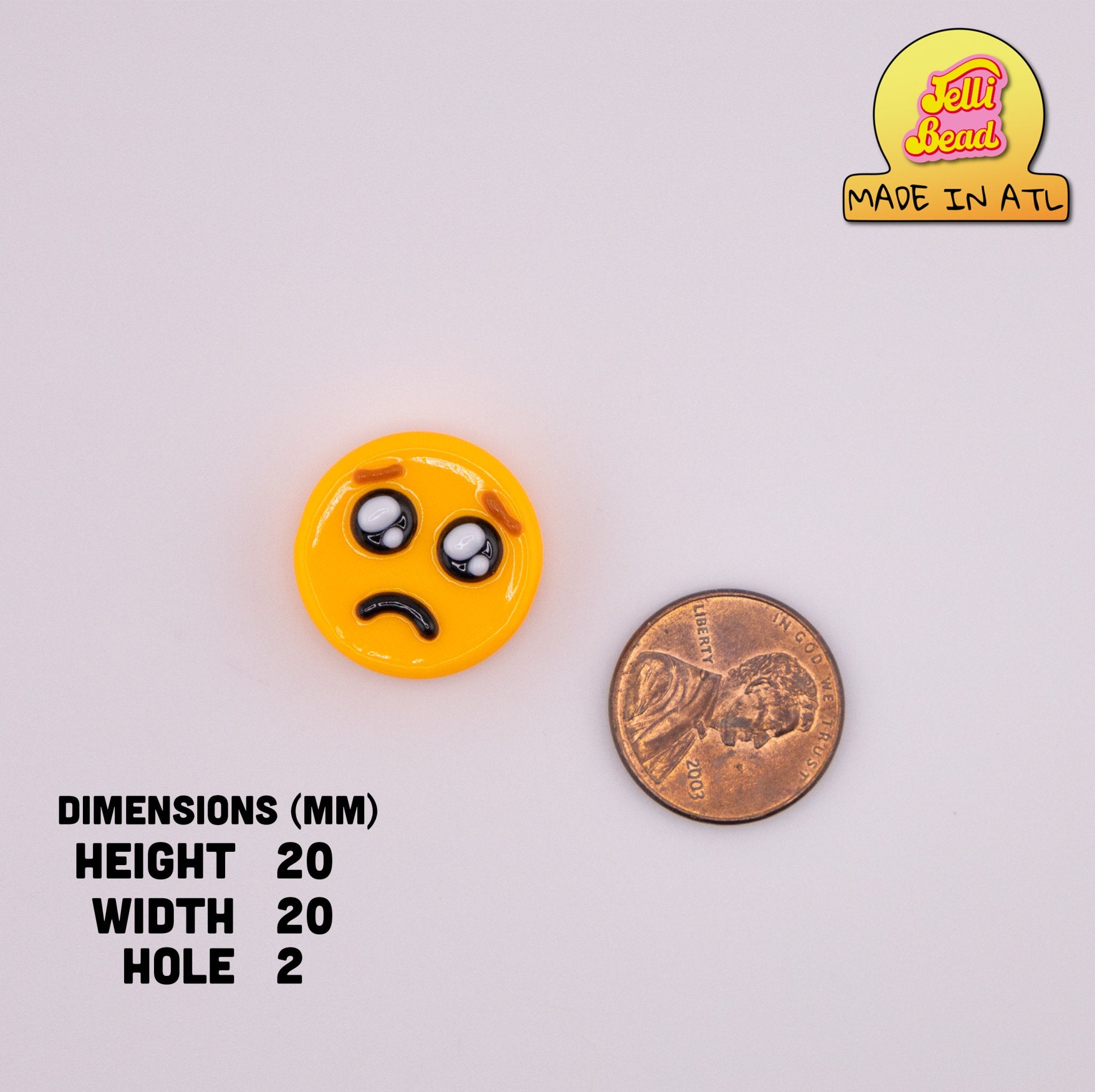 Sad Emoji Beads   4  - Jelli Bead, Colorful custom kandi beads for beaded bracelets, perfect for music festivals, swifties, and rave fashion. Personalized charm bracelets that add flair to any look.