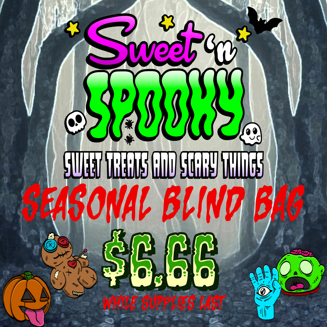Sweet 'n Spooky seasonal blind bag, $6.66, with zombie, pumpkin, voodoo doll and eye hand stickers